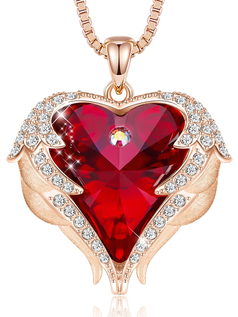 CDE Angel Wings Necklaces for Women, Love Heart Silver Tone/Gold Tone Pendant with Birthstone, Wedding or Birthday Jewelry Gifts for Mom Wife Girlfriend Her - Image 1
